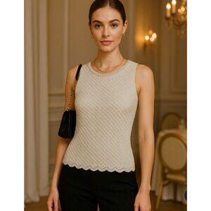 Anthro Jeannie Womens Beaded Cream Top XL Cottagecore Regal Date Night Wedding G